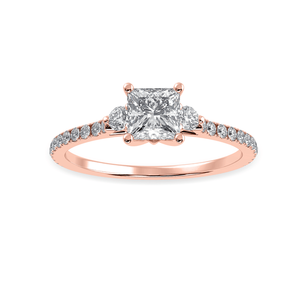 Jewelove™ Rings Women's Band only / VS I 50-Pointer Princess Cut Solitaire Diamond Accents Shank 18K Rose Gold Ring JL AU 1240R-A