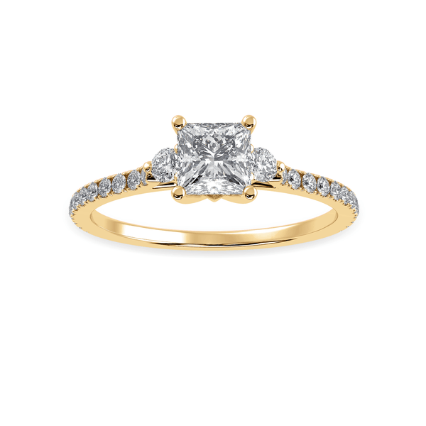 Jewelove™ Rings Women's Band only / VS I 50-Pointer Princess Cut Solitaire Diamond Accents Shank 18K Yellow Gold Ring JL AU 1240Y-A