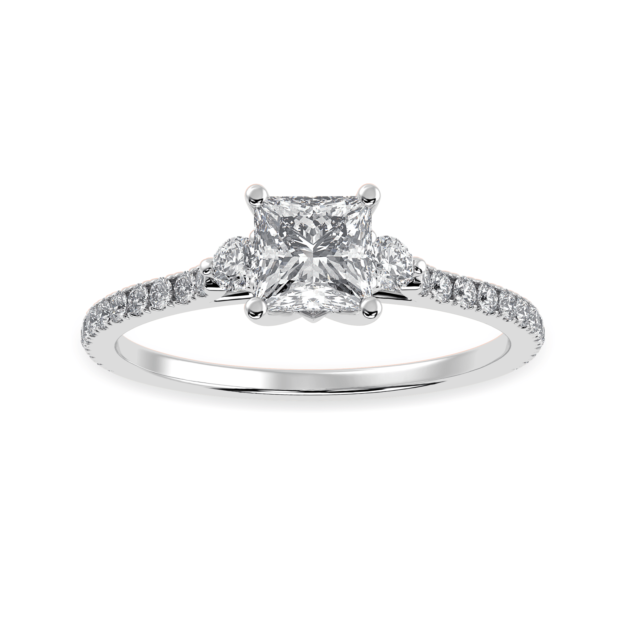 Jewelove™ Rings I VS / Women's Band only 50-Pointer Princess Cut Solitaire Diamond Accents Shank Platinum Ring JL PT 1240-A