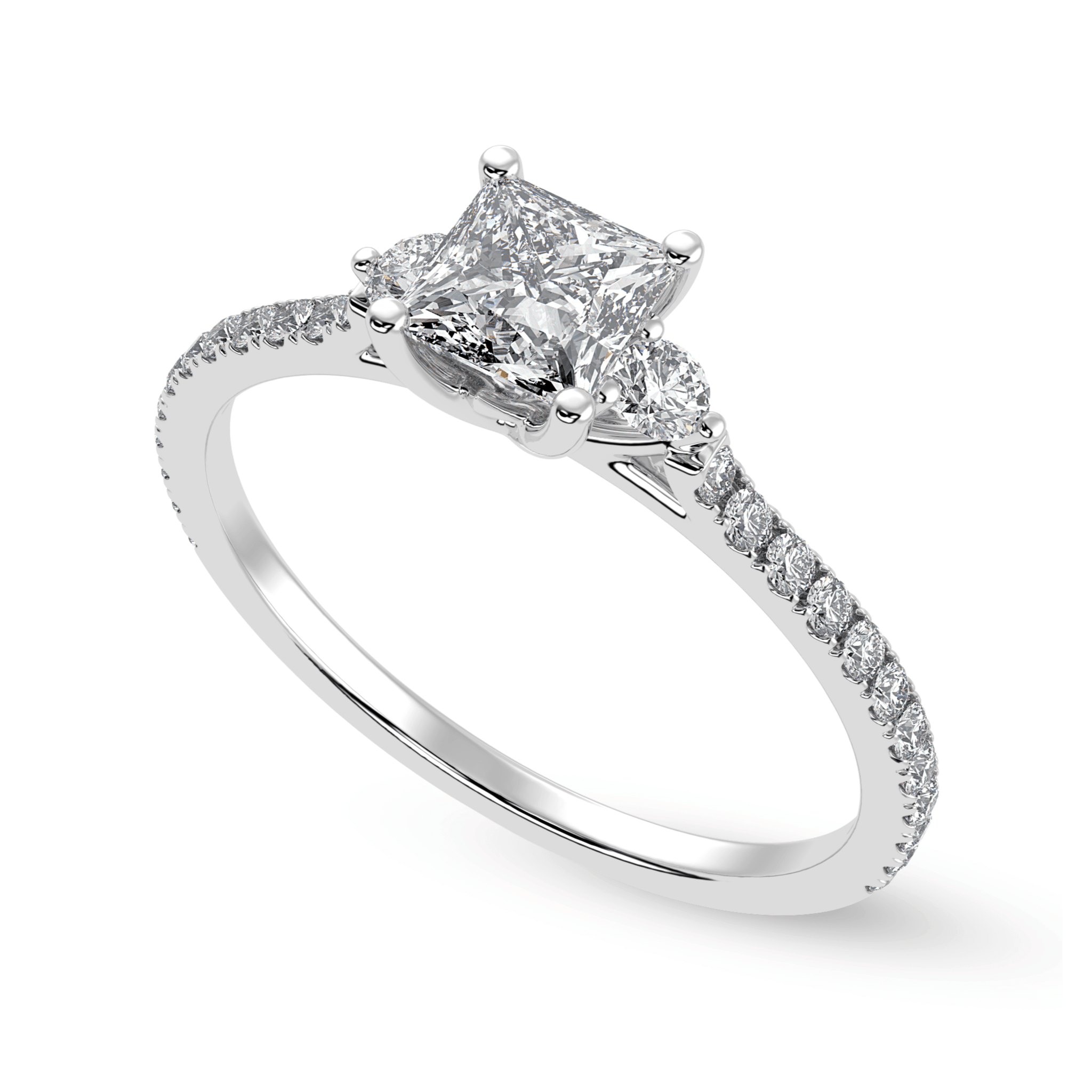 Jewelove™ Rings I VS / Women's Band only 50-Pointer Princess Cut Solitaire Diamond Accents Shank Platinum Ring JL PT 1240-A
