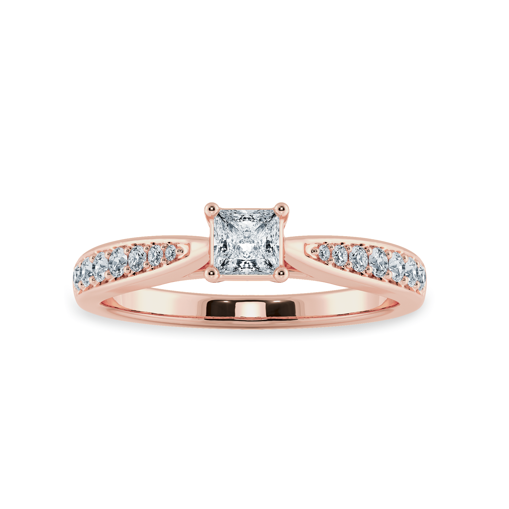 50-Pointer Princess Cut Solitaire Diamond Shank 18K Rose Gold Ring JL AU 1285R-A