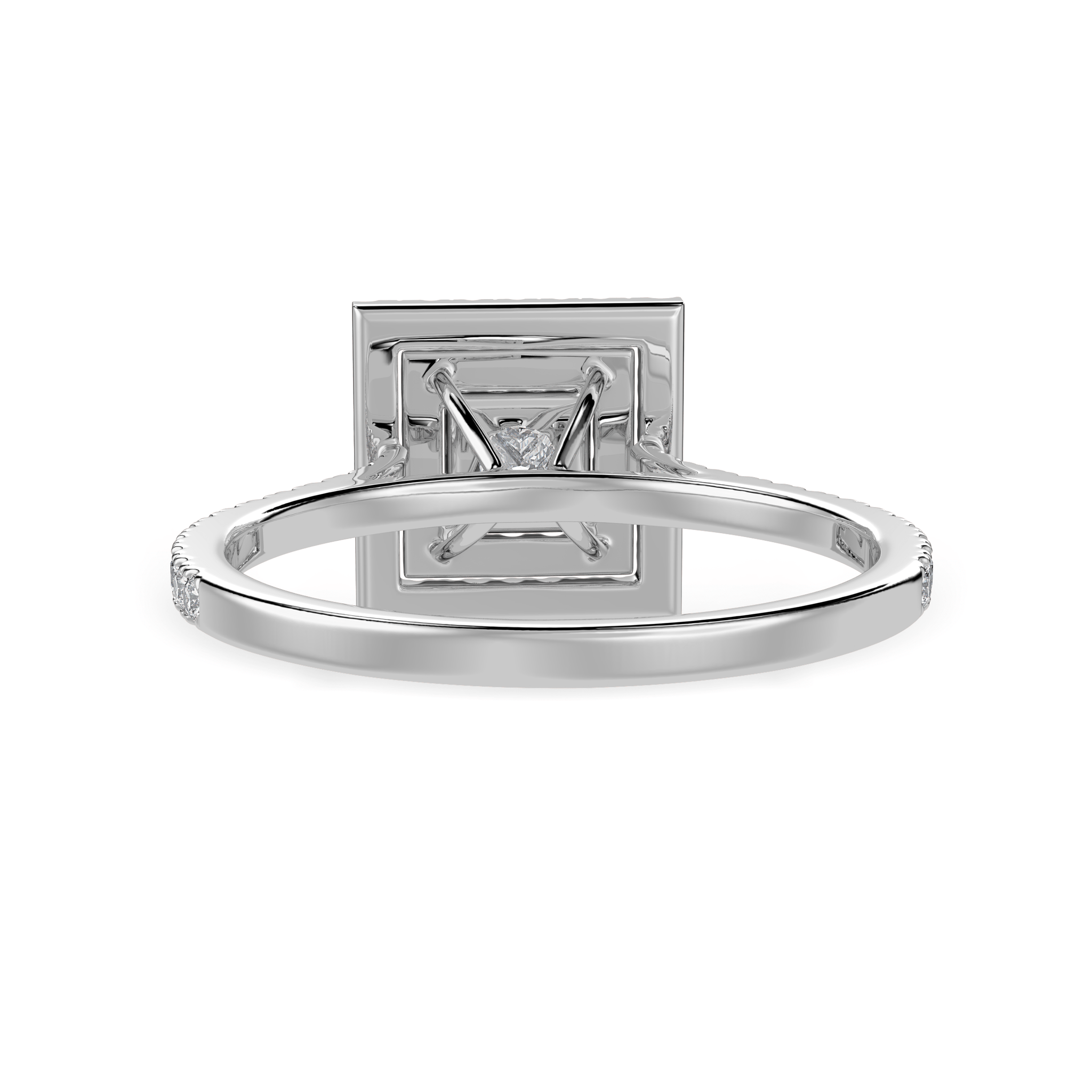 Jewelove™ Rings I VS / Women's Band only 50-Pointer Princess Cut Solitaire Double Halo Diamond Shank Platinum Ring JL PT 1170-A