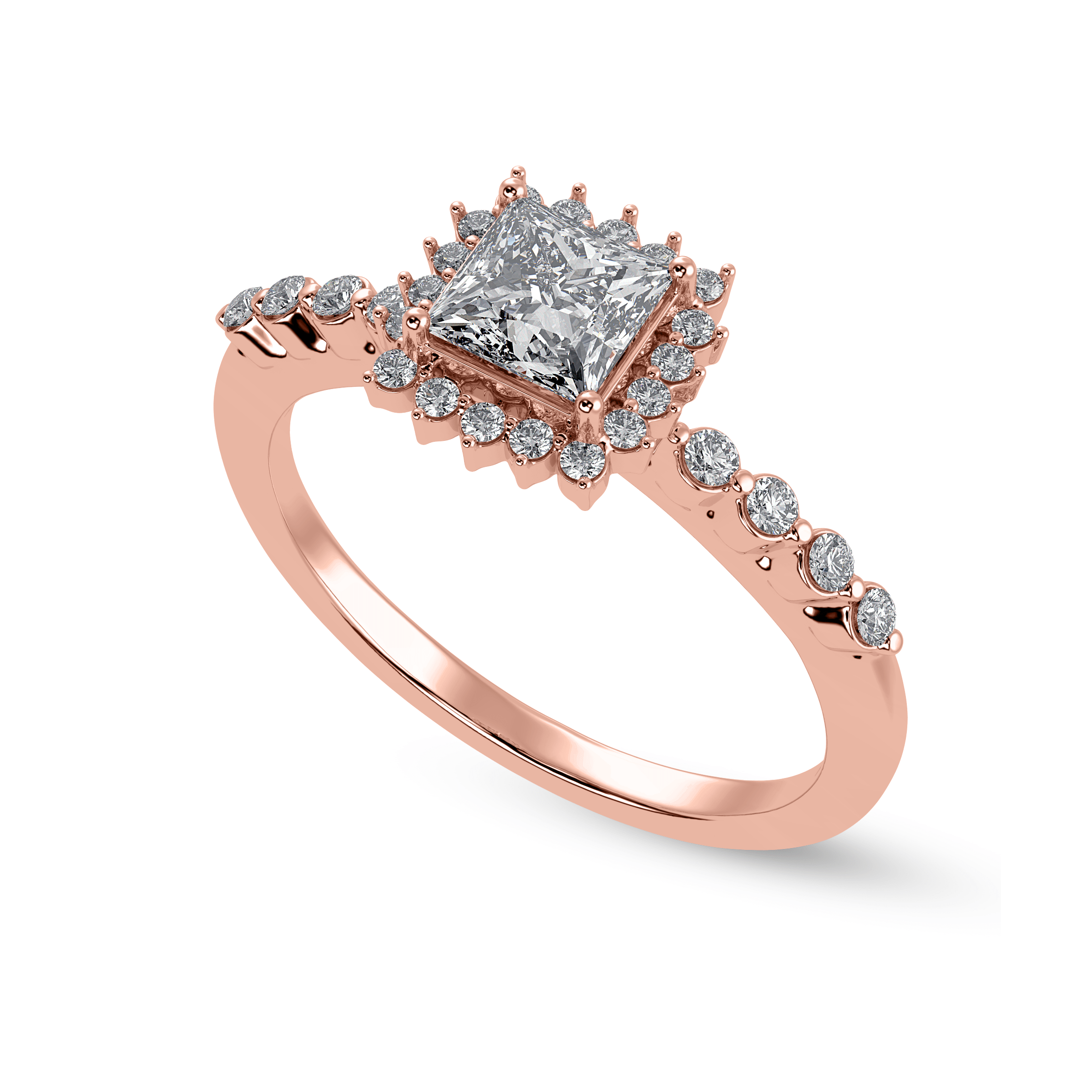 Princess Bezel Halo Engagement Ring - SACET