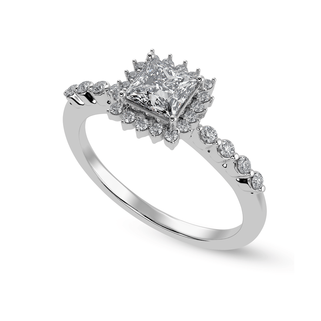 Jewelove™ Rings I VS / Women's Band only 50-Pointer Princess Cut Solitaire Halo Diamond Shank Platinum Ring JL PT 1248-A