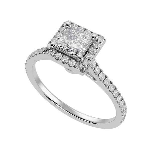 Jewelove™ Rings I VS / Women's Band only 50-Pointer Princess Cut Solitaire Halo Diamond Shank Platinum Ring JL PT 1293-A