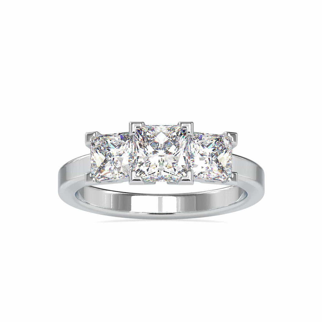 Jewelove™ Rings Women's Band only / VS I 50-Pointer Princess Cut Solitaire Platinum Diamond Accent Ring JL PT 0062-A