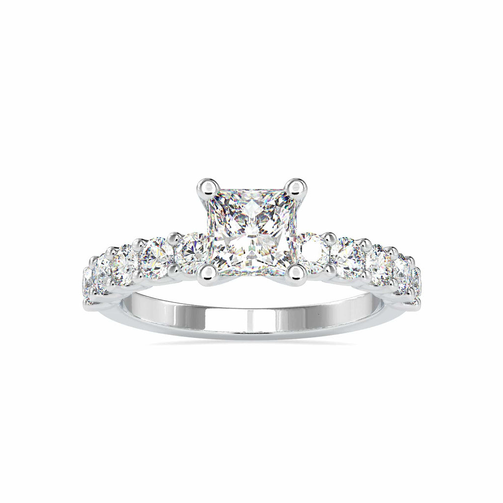Jewelove™ Rings VS I / Women's Band only 50-Pointer Princess Cut Solitaire Platinum Diamond Shank Ring JL PT 0117-A