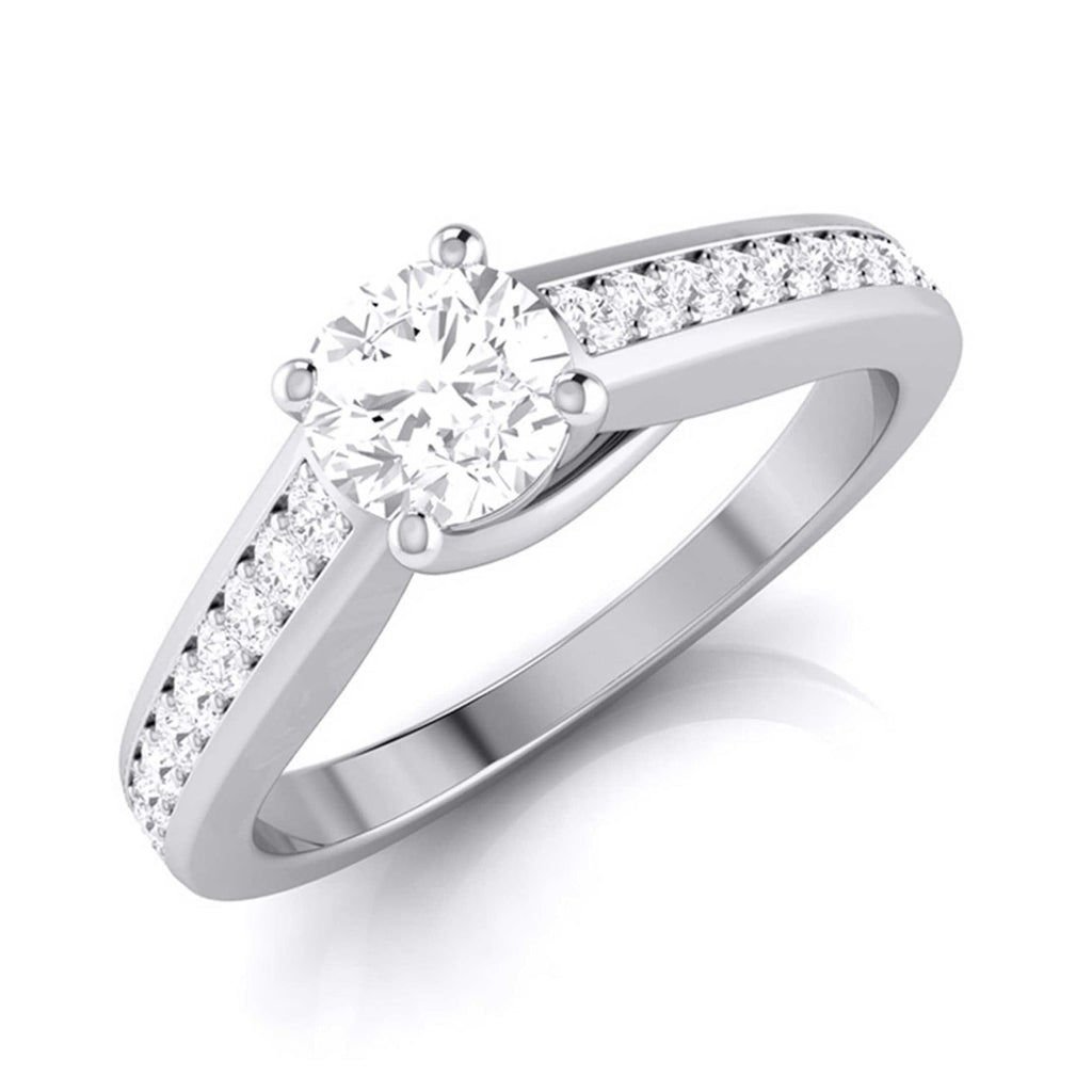 Jewelove™ Rings J VS / Women's Band only 50-Pointer Raised Solitaire Platinum Diamond Shank Engagement Ring JL PT G 120-A