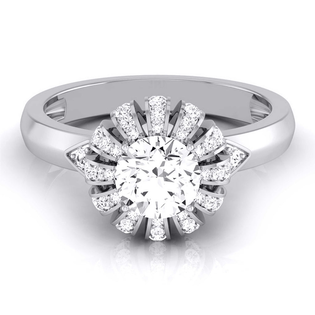Jewelove™ Women's Band only / J VS 50-Pointer Solitaire Designer Platinum Diamond Ring  for Women JL PT 8052-A