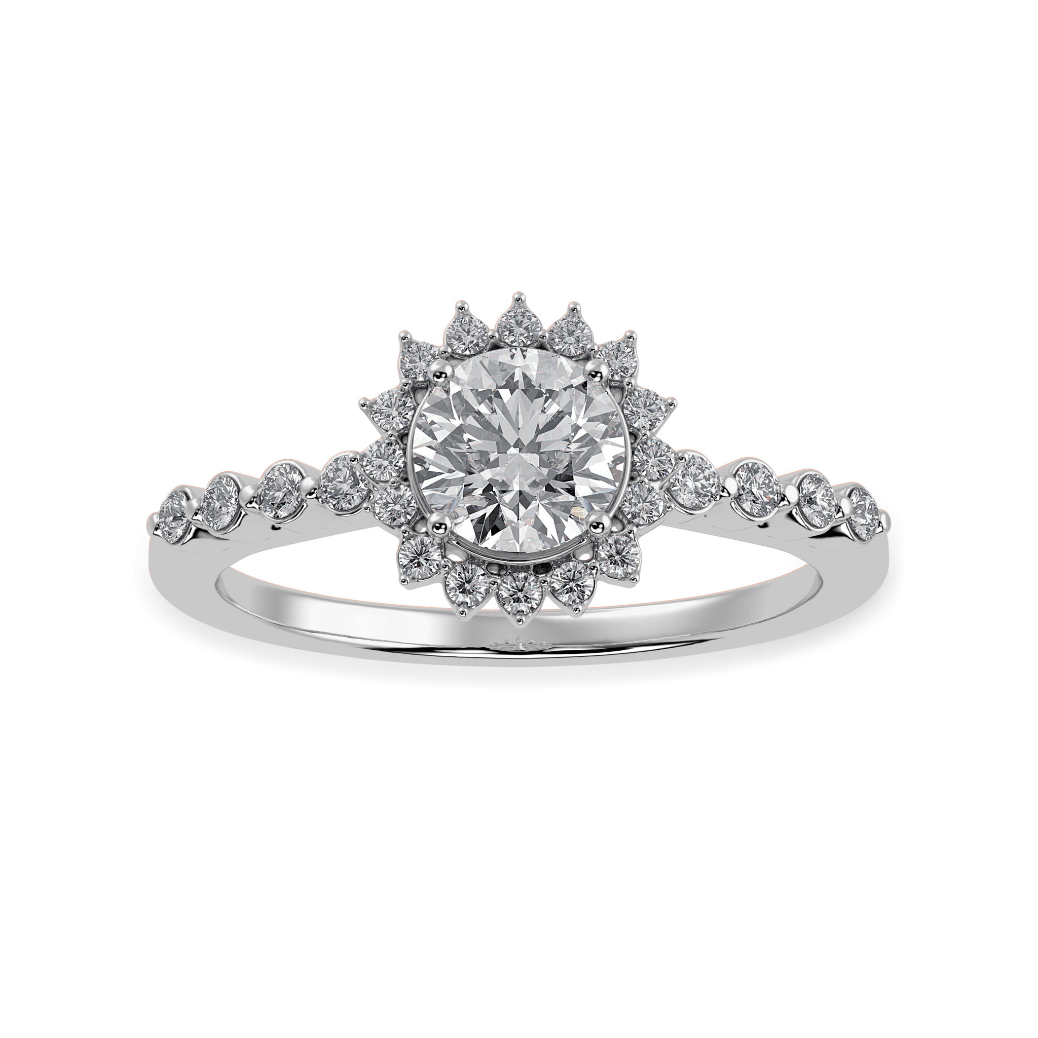 Jewelove™ Rings J VS / Women's Band only 50-Pointer Solitaire Halo Diamond Shank Platinum Ring JL PT 1247-A