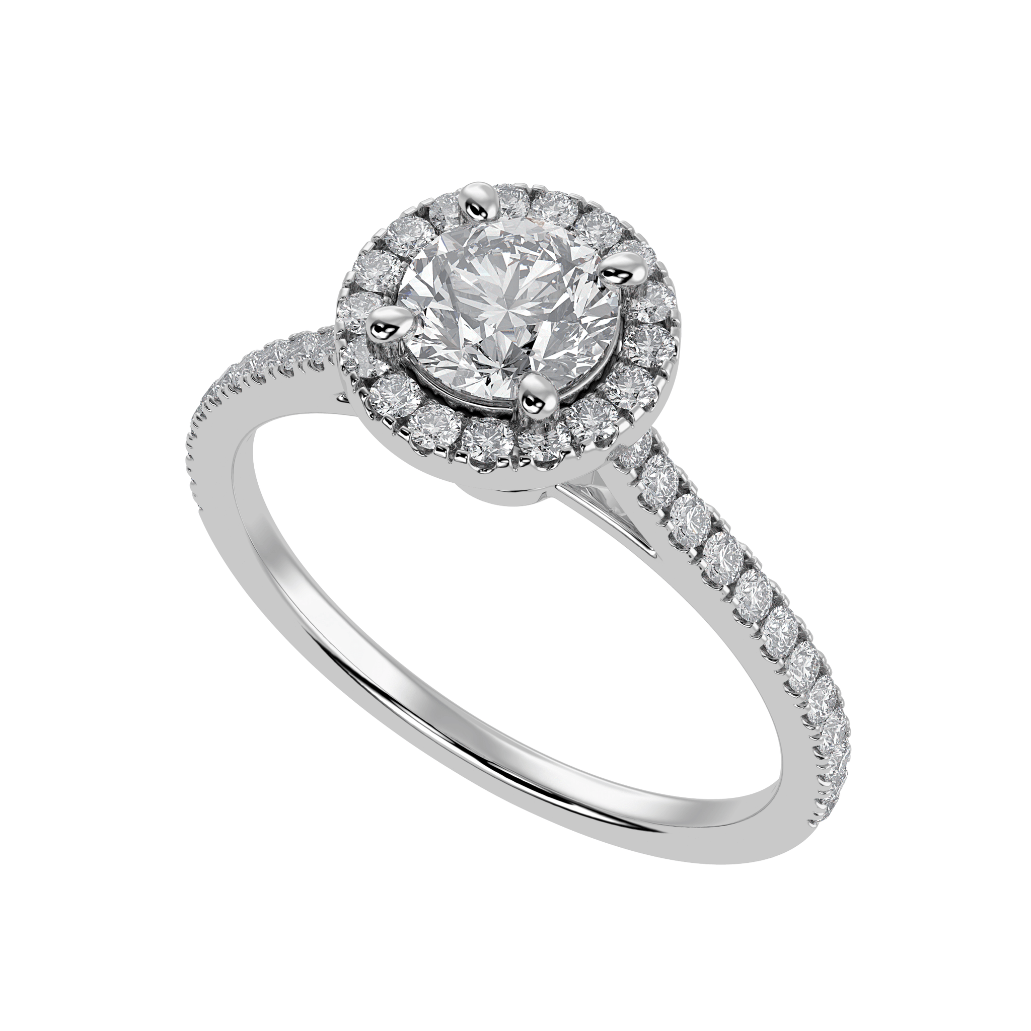 Jewelove™ Rings J VS / Women's Band only 50-Pointer Solitaire Halo Diamond Shank Platinum Ring JL PT 1294-A