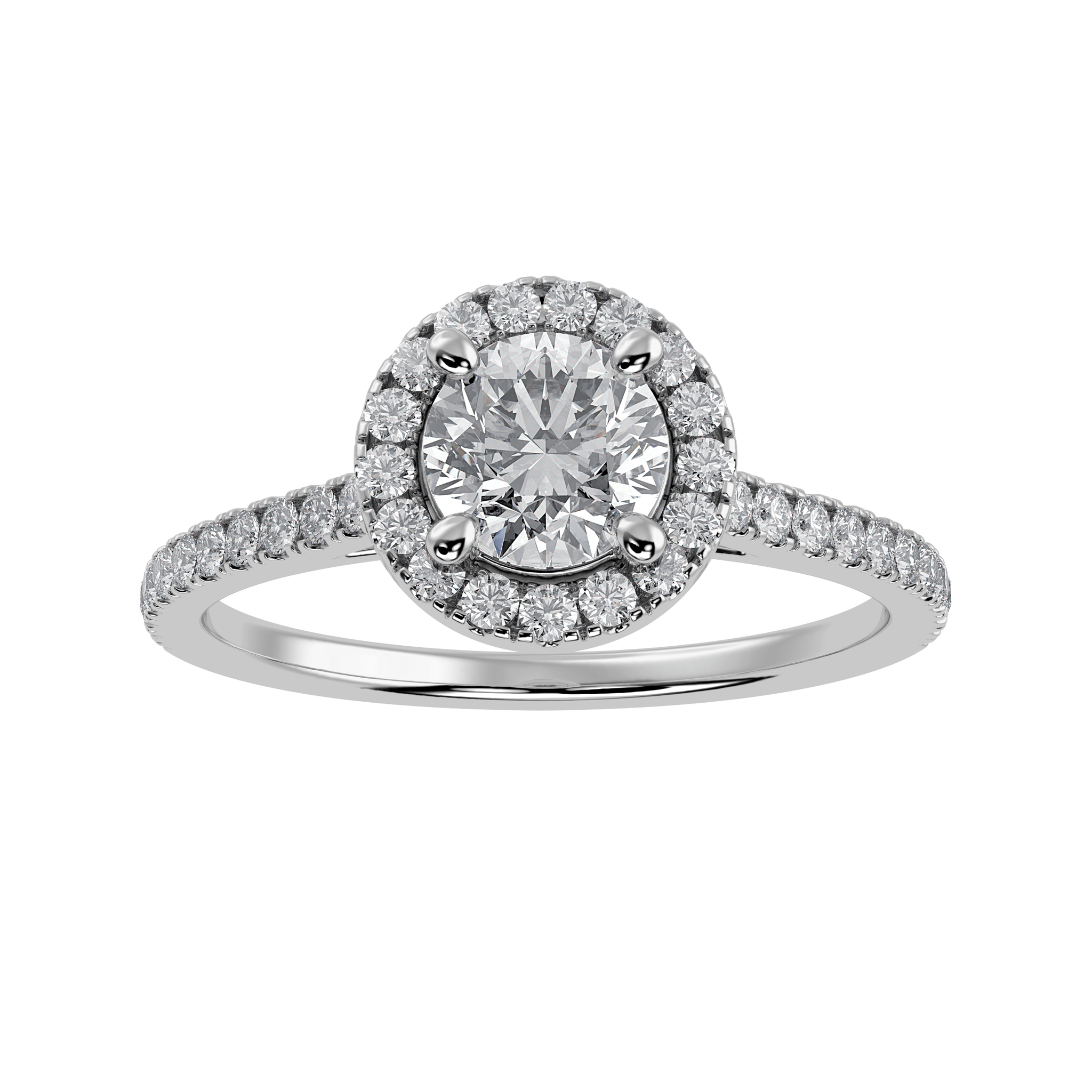 Jewelove™ Rings J VS / Women's Band only 50-Pointer Solitaire Halo Diamond Shank Platinum Ring JL PT 1294-A