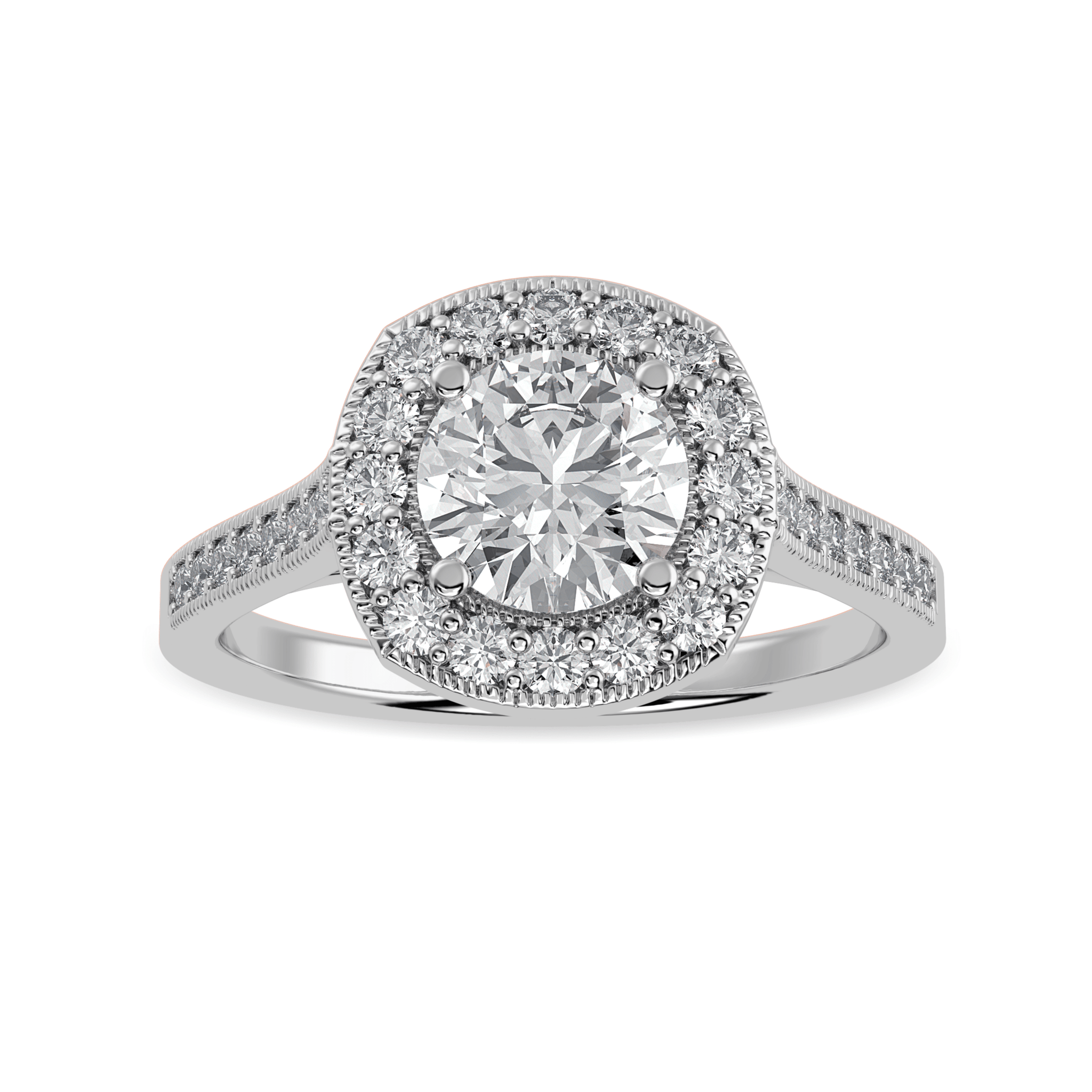 Jewelove™ Rings J VS / Women's Band only 50-Pointer Solitaire Halo Diamond Shank Platinum Ring JL PT 1332-A