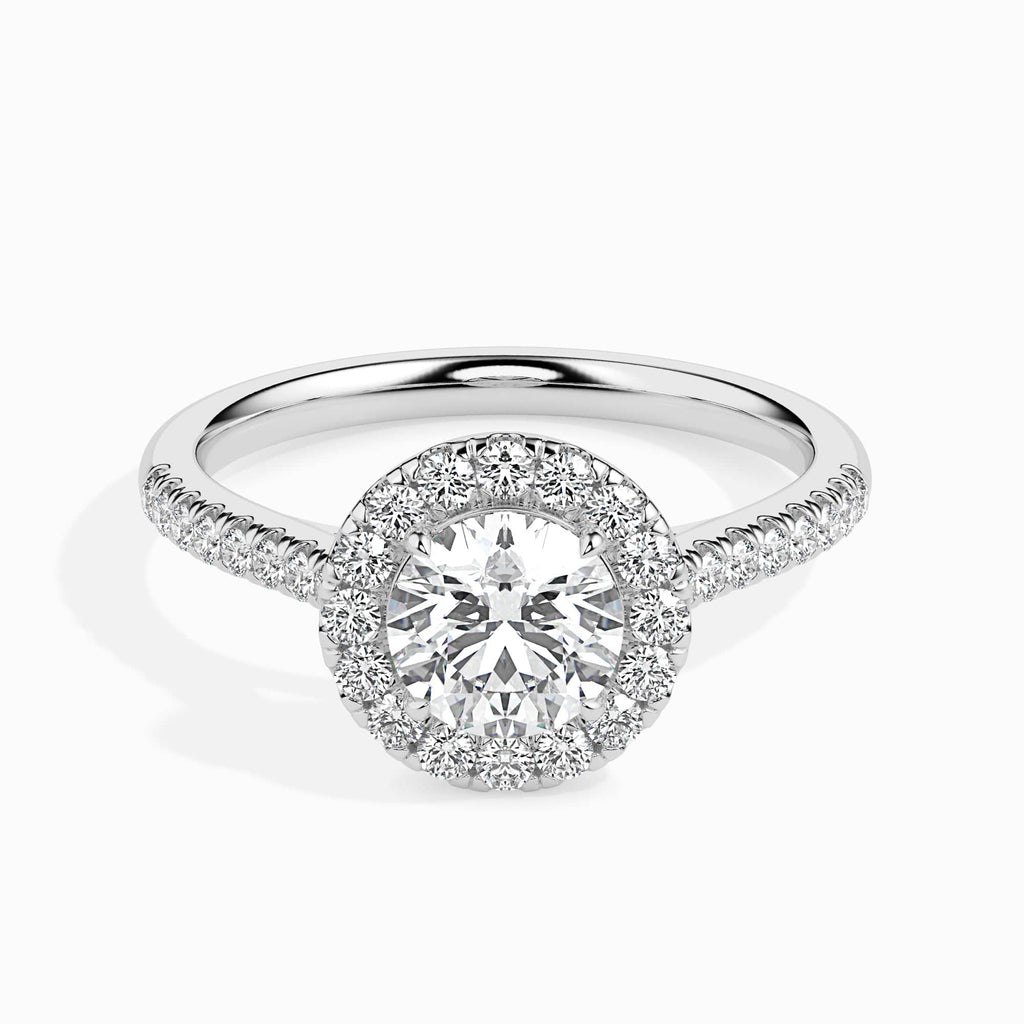 Jewelove™ Rings J VS / Women's Band only 50-Pointer Solitaire Halo Diamond Shank Platinum Ring JL PT 19031-A