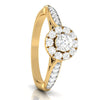 Jewelove™ Rings Women's Band only / VS J 50-Pointer Solitaire Halo Diamond Shank Yellow Gold Ring JL AU G 103Y-A
