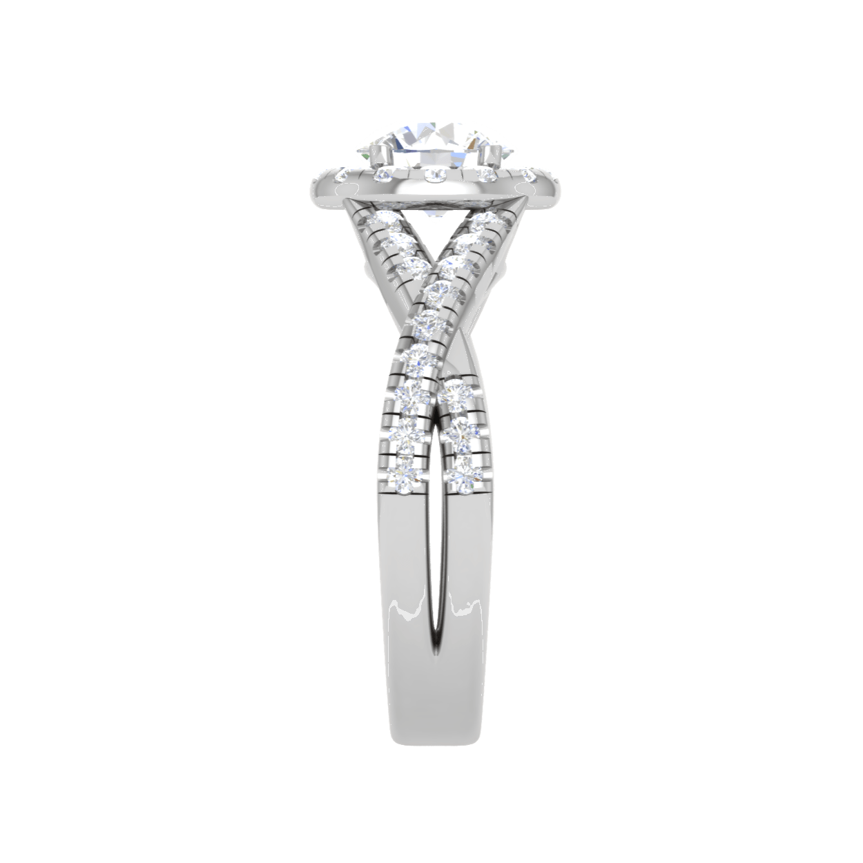Jewelove™ Rings J VS / Women's Band only 50-Pointer Solitaire Halo Diamond Twisted Platinum Ring JL PT RH RD 113