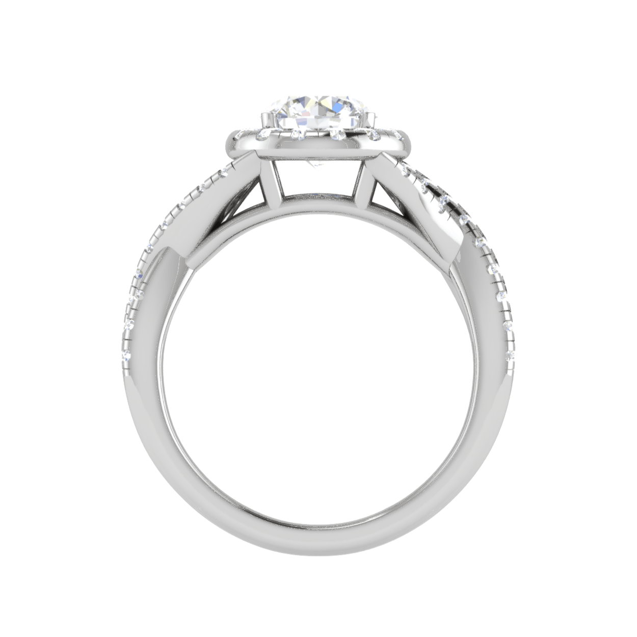 Jewelove™ Rings J VS / Women's Band only 50-Pointer Solitaire Halo Diamond Twisted Platinum Ring JL PT RH RD 113