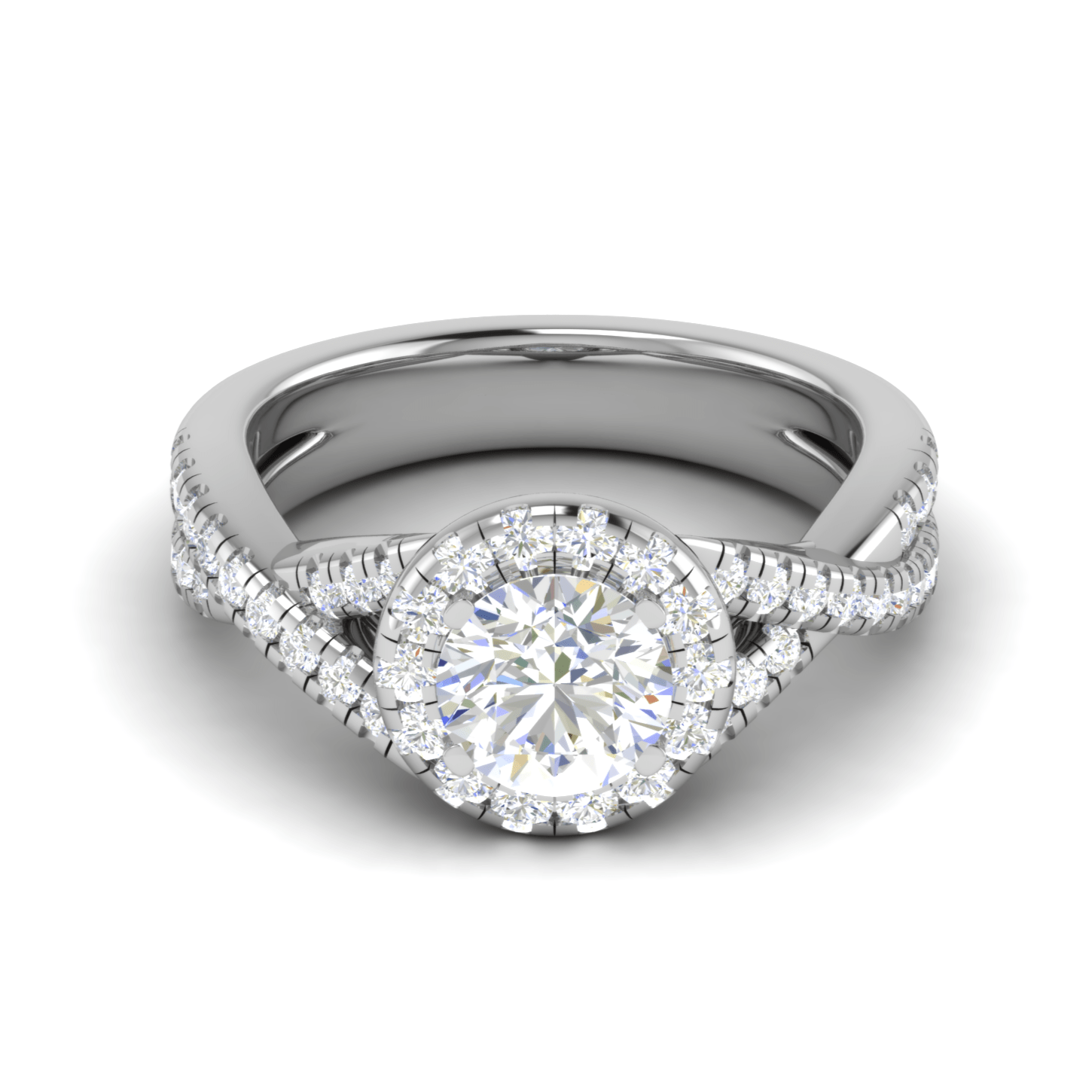 Jewelove™ Rings J VS / Women's Band only 50-Pointer Solitaire Halo Diamond Twisted Platinum Ring JL PT RH RD 113