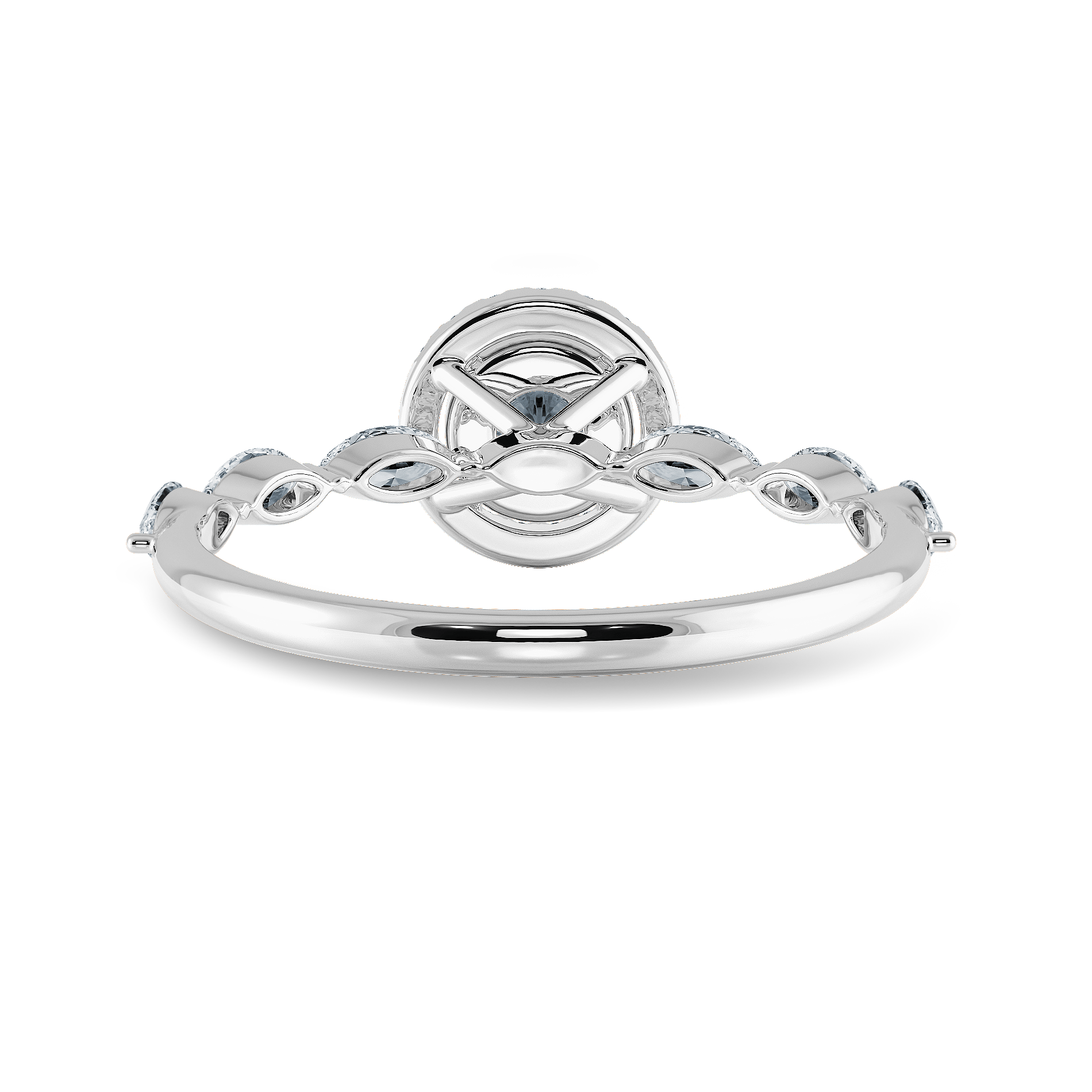 Jewelove™ Rings J VS / Women's Band only 50-Pointer Solitaire Halo Diamond with Marquise Cut Diamond Accents Platinum Ring JL PT 1278-A