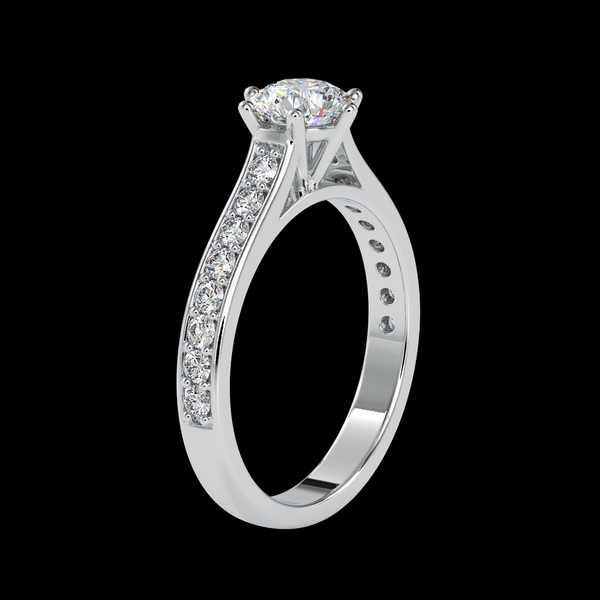 Jewelove™ Rings Women's Band only / VS J 50-Pointer Solitaire Platinum Diamond Shank Engagement Ring JL PT 0027