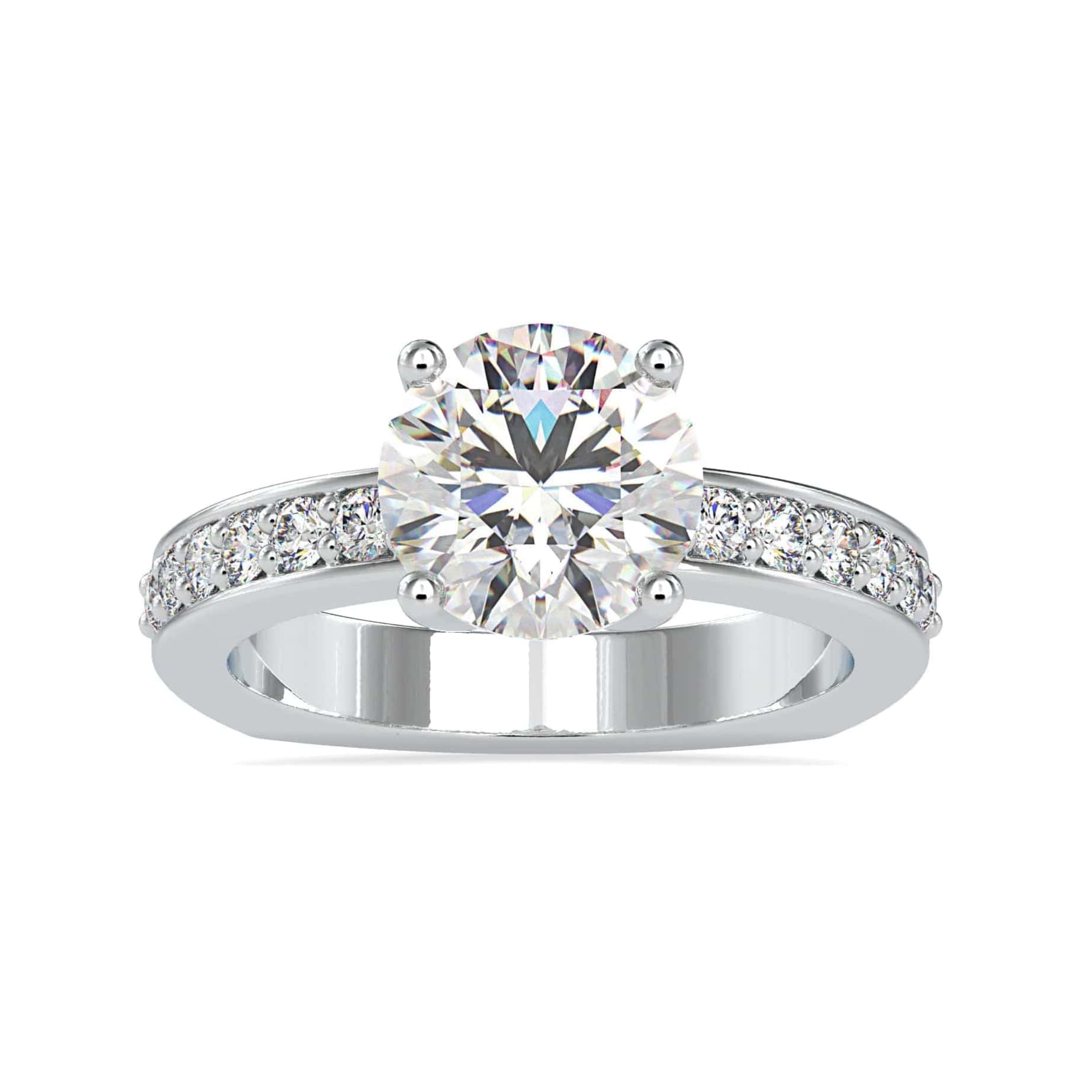 Jewelove™ Rings VS J / Women's Band only 50-Pointer Solitaire Platinum Diamond Shank Ring JL PT 0167-A