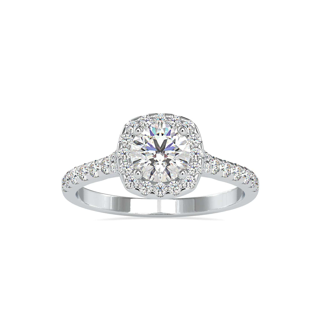 Jewelove™ Rings Women's Band only / VS J 50-Pointer Solitaire Platinum Halo Diamond Shank Engagement Ring JL PT 0191-A