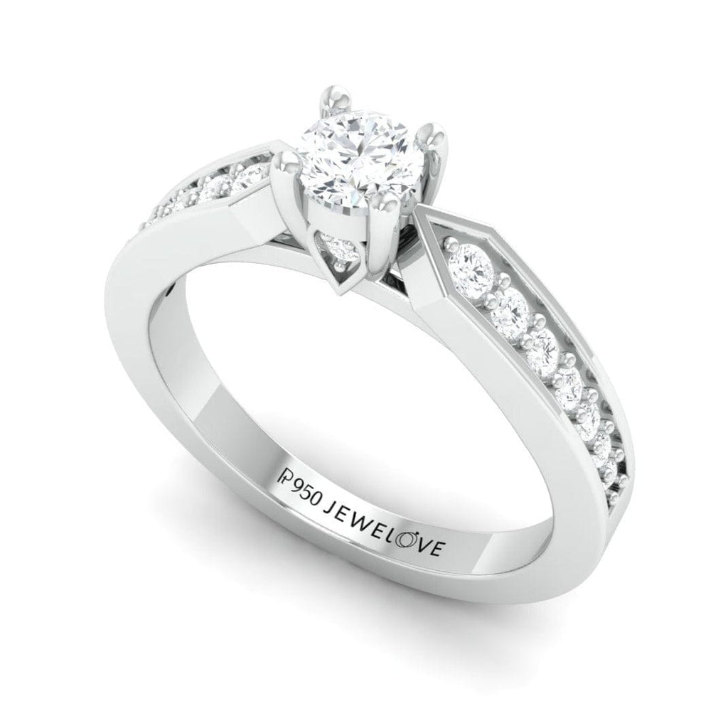 Jewelove™ Rings Women's Band only / J VS 50-Pointer Solitaire Platinum Ring with Diamond Accents JL PT 672-A