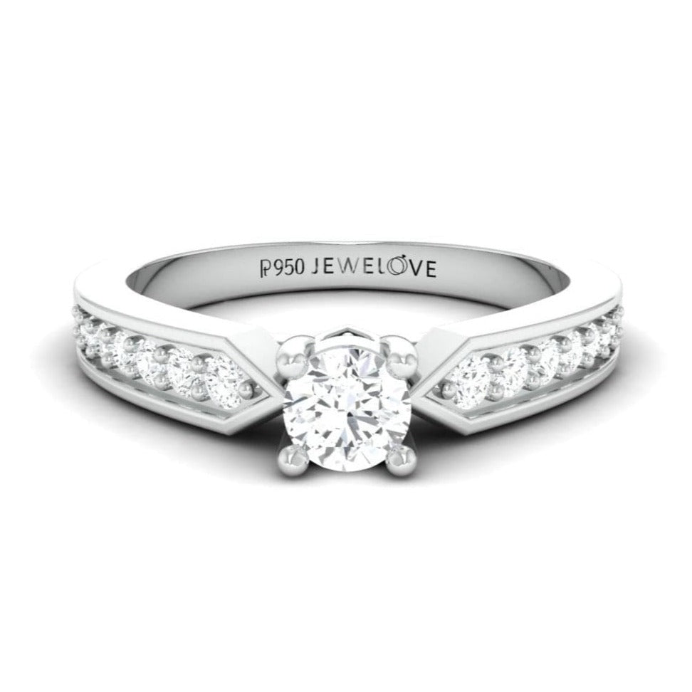 Jewelove™ Rings Women's Band only / J VS 50-Pointer Solitaire Platinum Ring with Diamond Accents JL PT 672-A