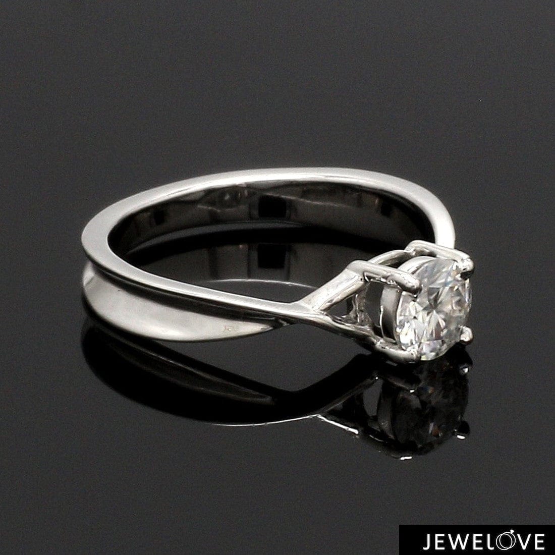 Jewelove™ Rings Women's Band only / VS J 50-Pointer Solitaire Platinum Twisted Shank Solitaire Engagement Ring JL PT 1351-A