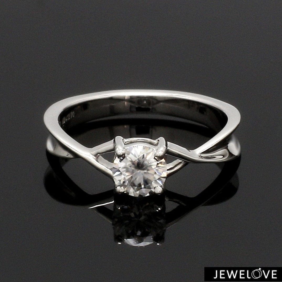 Jewelove™ Rings Women's Band only / VS J 50-Pointer Solitaire Platinum Twisted Shank Solitaire Engagement Ring JL PT 1351-A