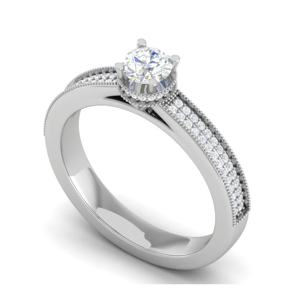 Jewelove™ Rings VS J / Women's Band only 50-Pointer Solitaire Single Halo Diamond Shank Platinum Ring JL PT RP RD 157-A
