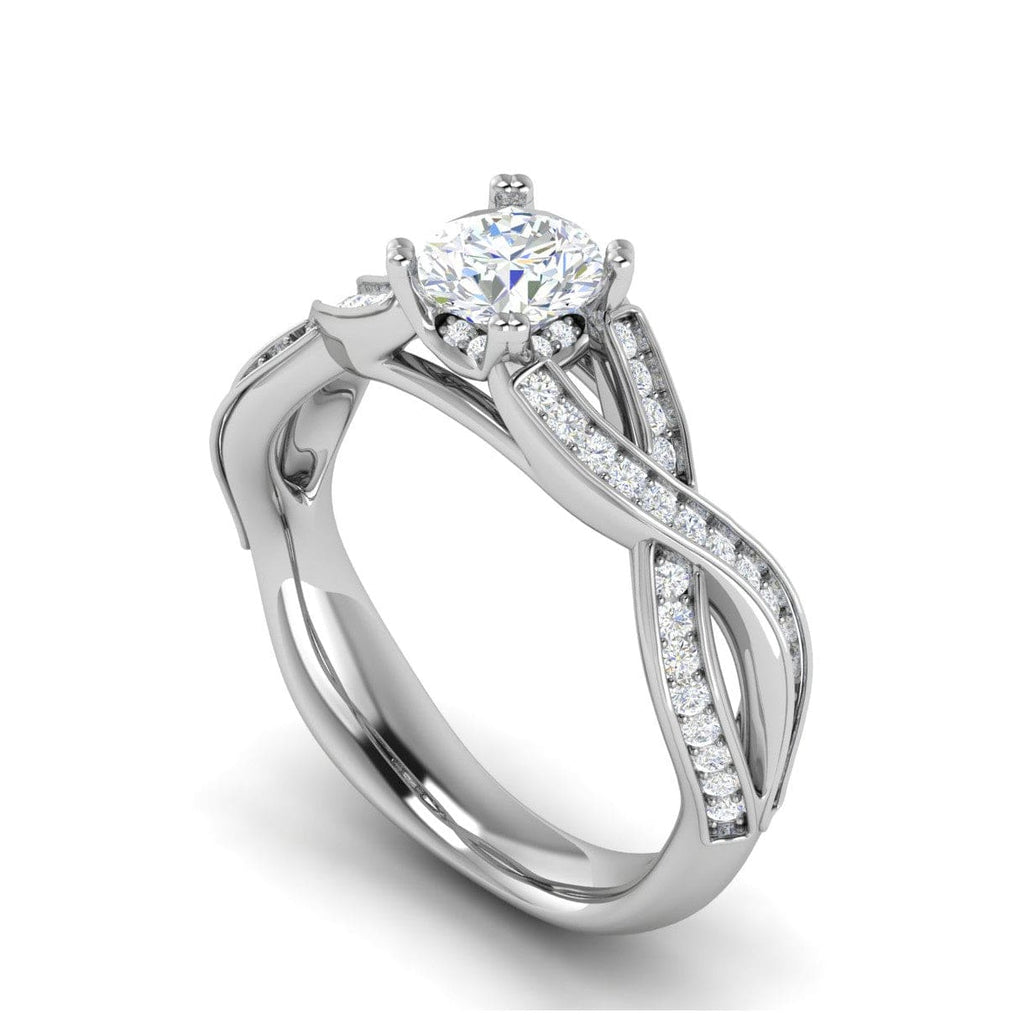 Jewelove™ Rings VS J / Women's Band only 50-Solitaire Diamond Twisted Shank Platinum Ring JL PT RP RD 148-A