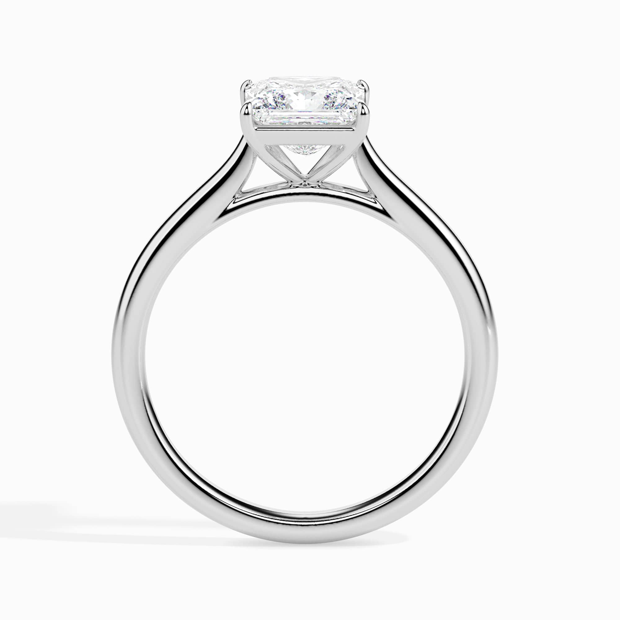 Designer Square Double Halo Solitaire Platinum Engagement Ring for Wom