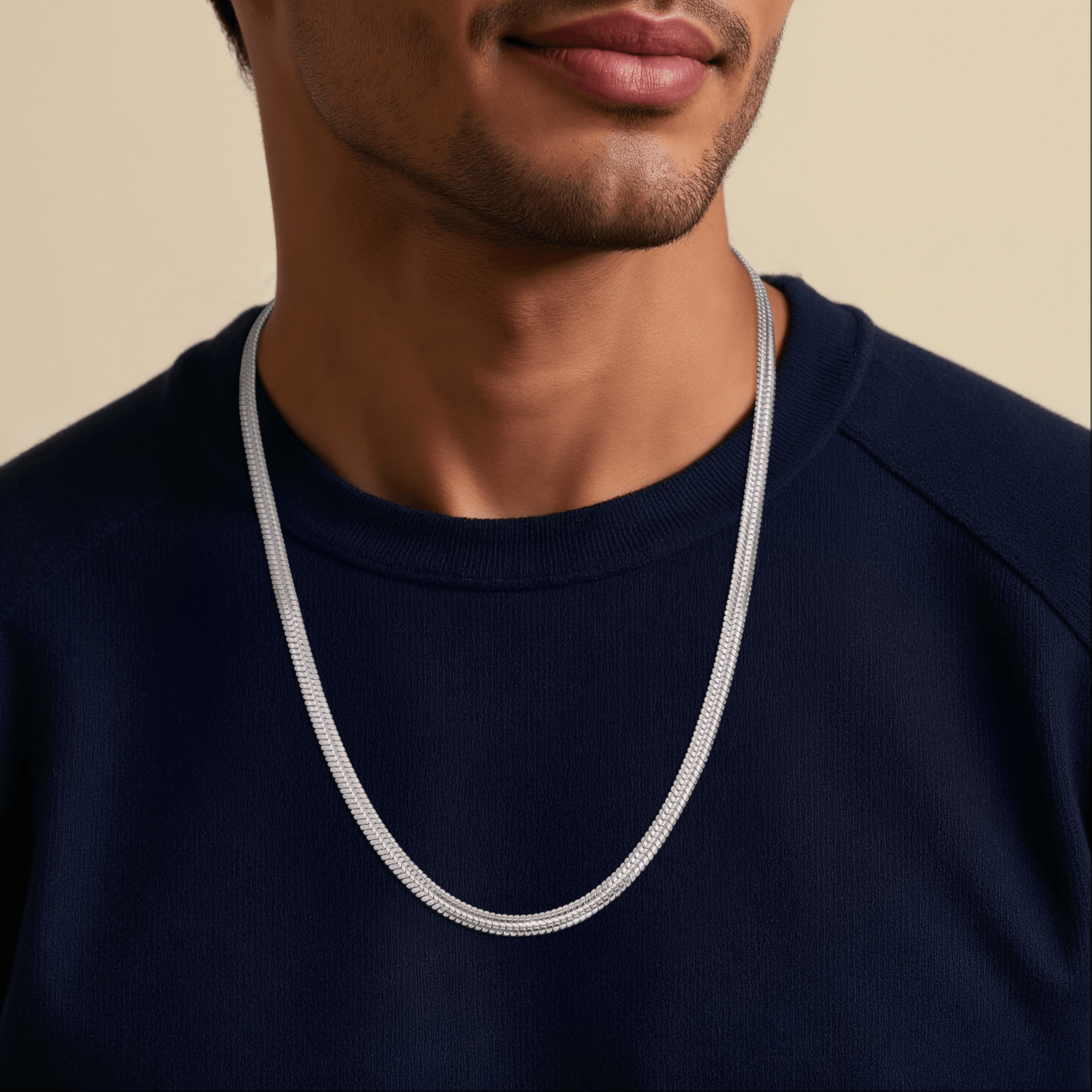 Jewelove™ Chains 5mm Japanese Double Snake Platinum Chain for Men JL PT CH 1144-A