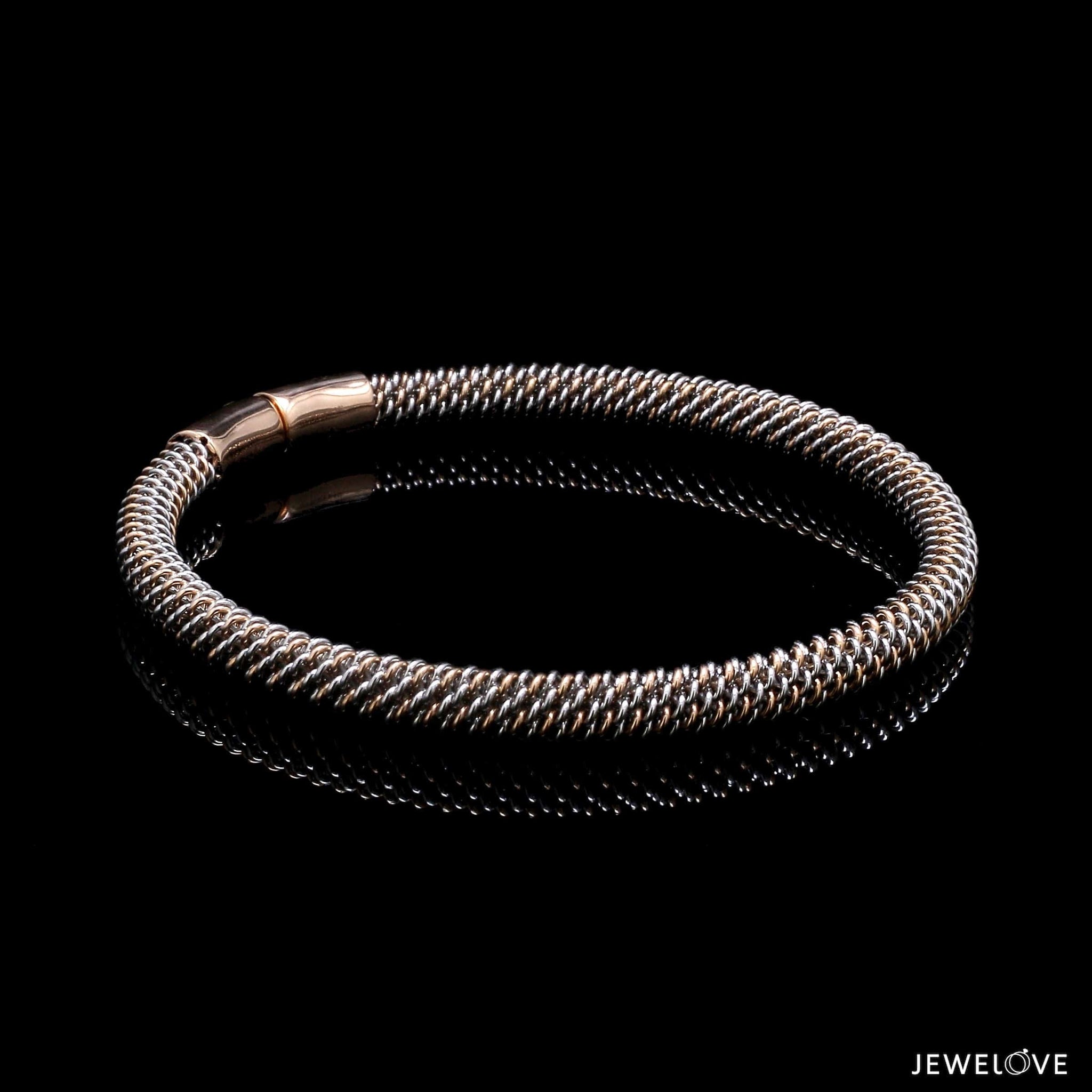 Jewelove™ Bangles & Bracelets 5mm Platinum & Rose Gold Bracelet for Men JL PTB 1087-RG