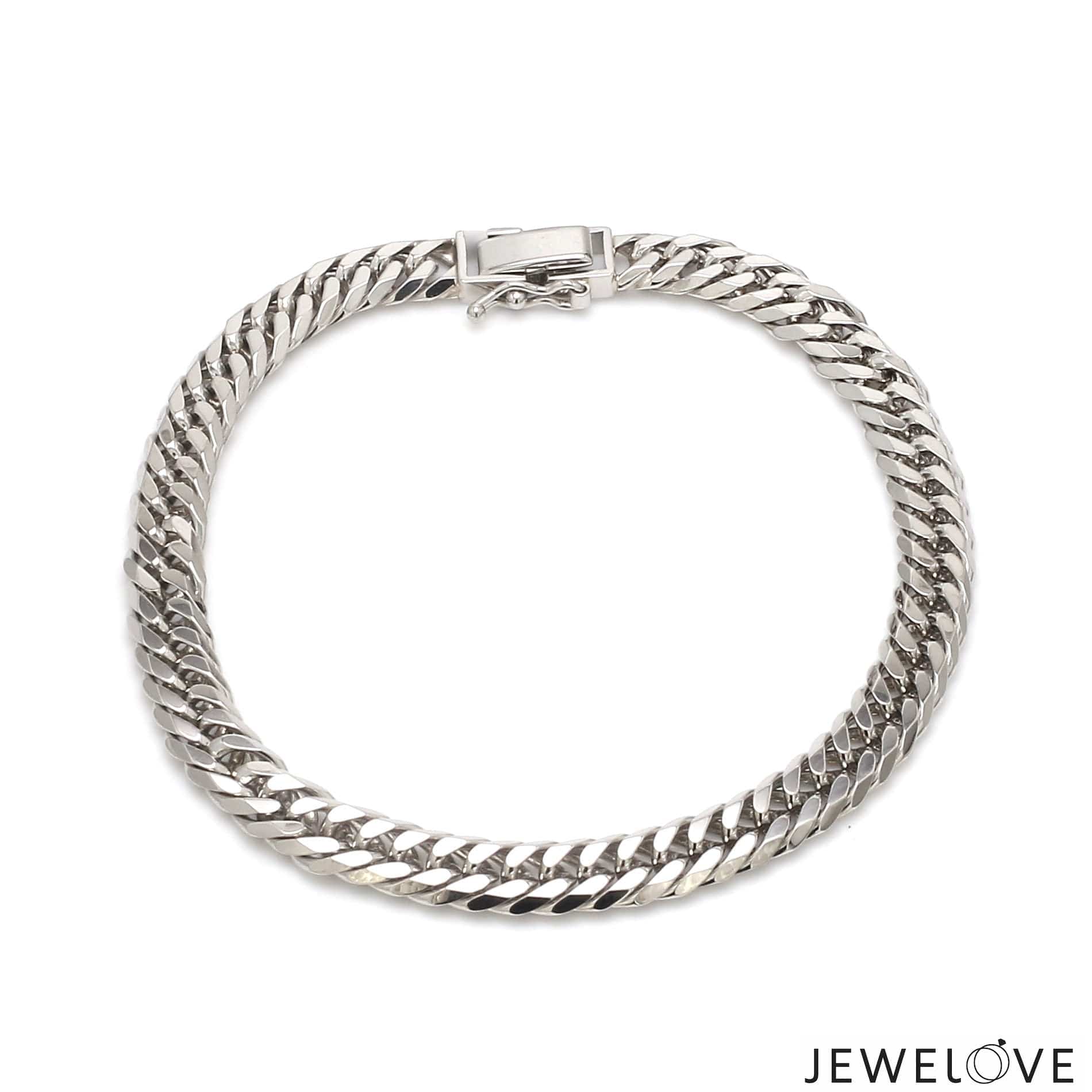 Jewelove™ Bangles & Bracelets 6.5mm Japanese Platinum Cuban Bracelet for Men JL PTB 1176-B