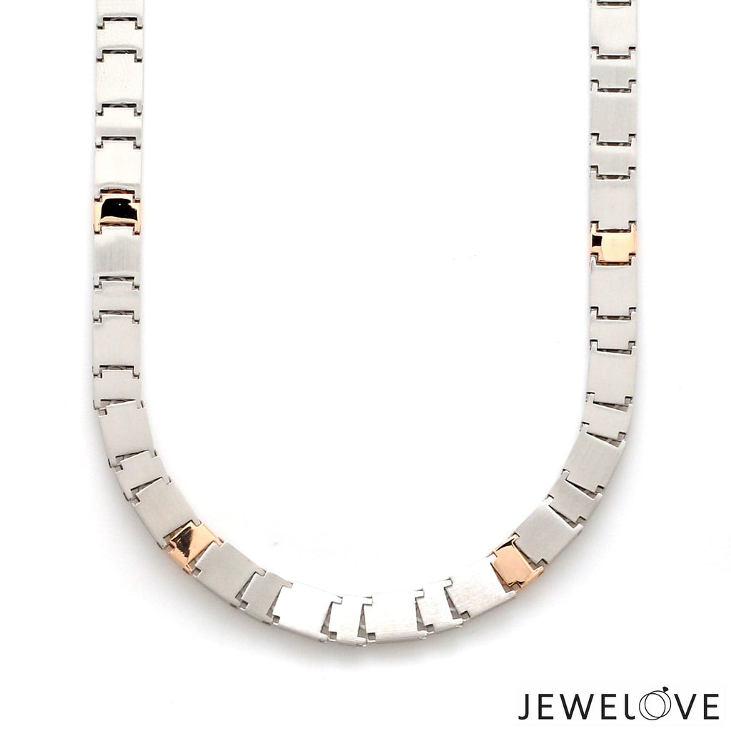 Jewelove™ Chains 6.5mm Platinum Rose Gold Two Side Chain with Hi-Polish & Matte Finish for Men JL PT CH 1231