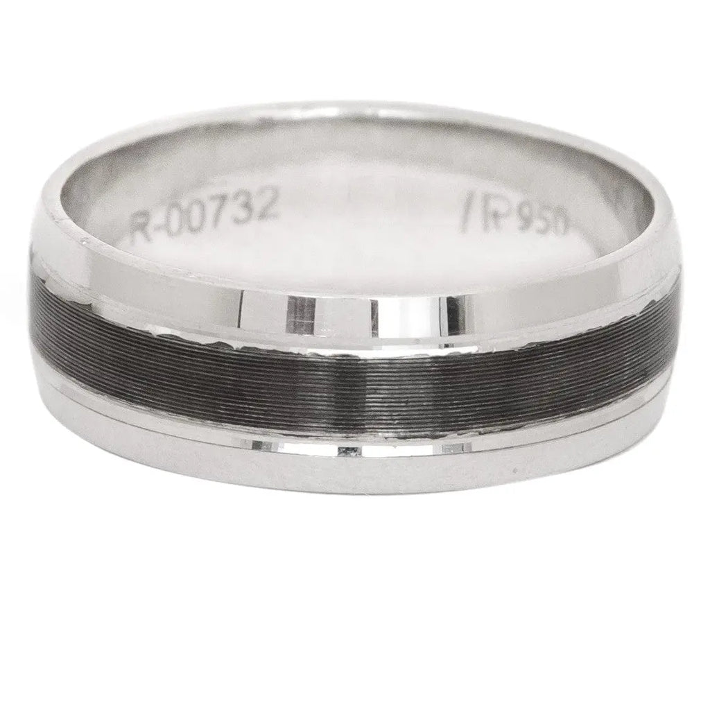 Jewelove™ Rings Men's Band only 6mm Plain Platinum Ring with Masculine Black for Men JL PT 414