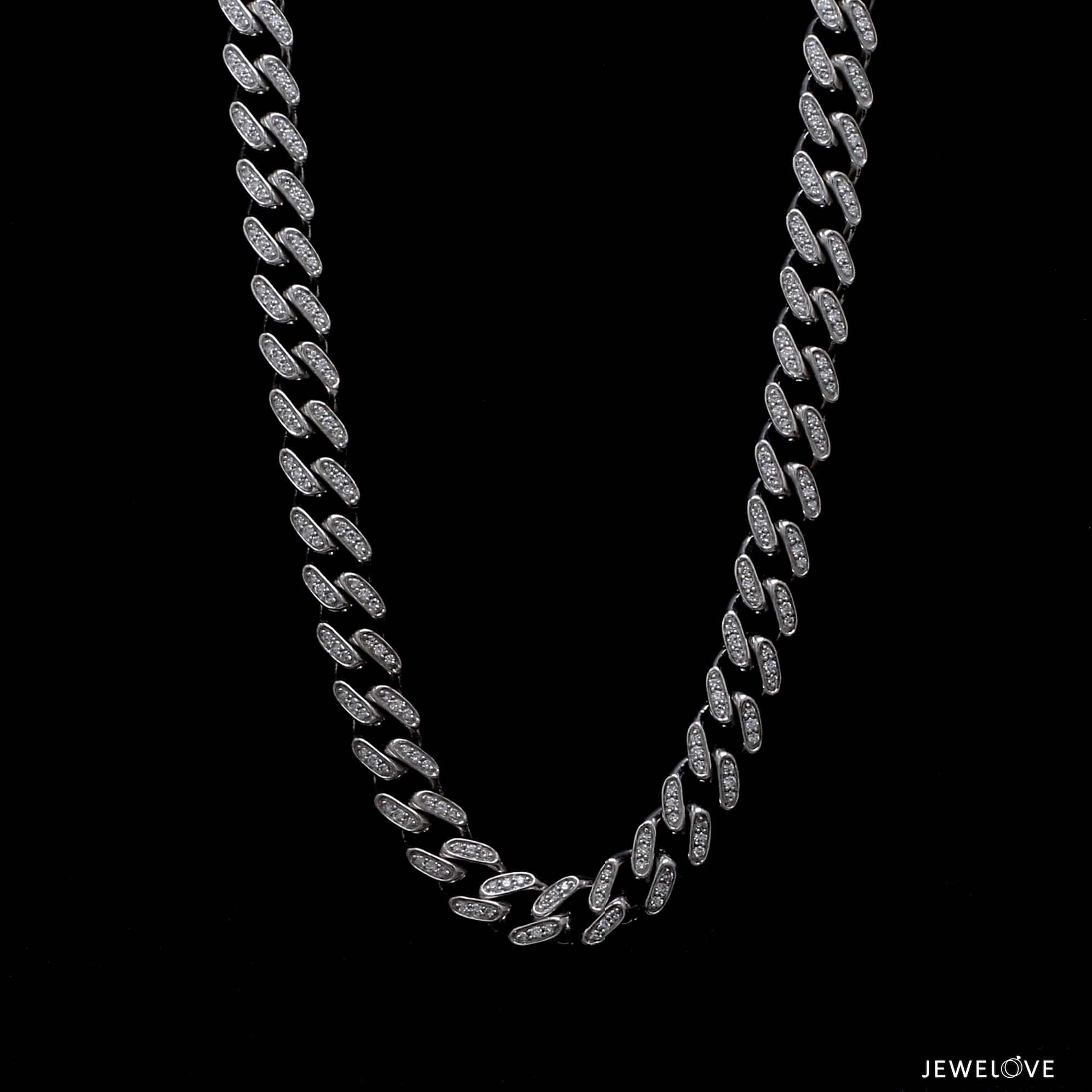 Jewelove™ Chains 7.5mm Platinum Diamond Cuban Chain for Men JL PT CH 1409