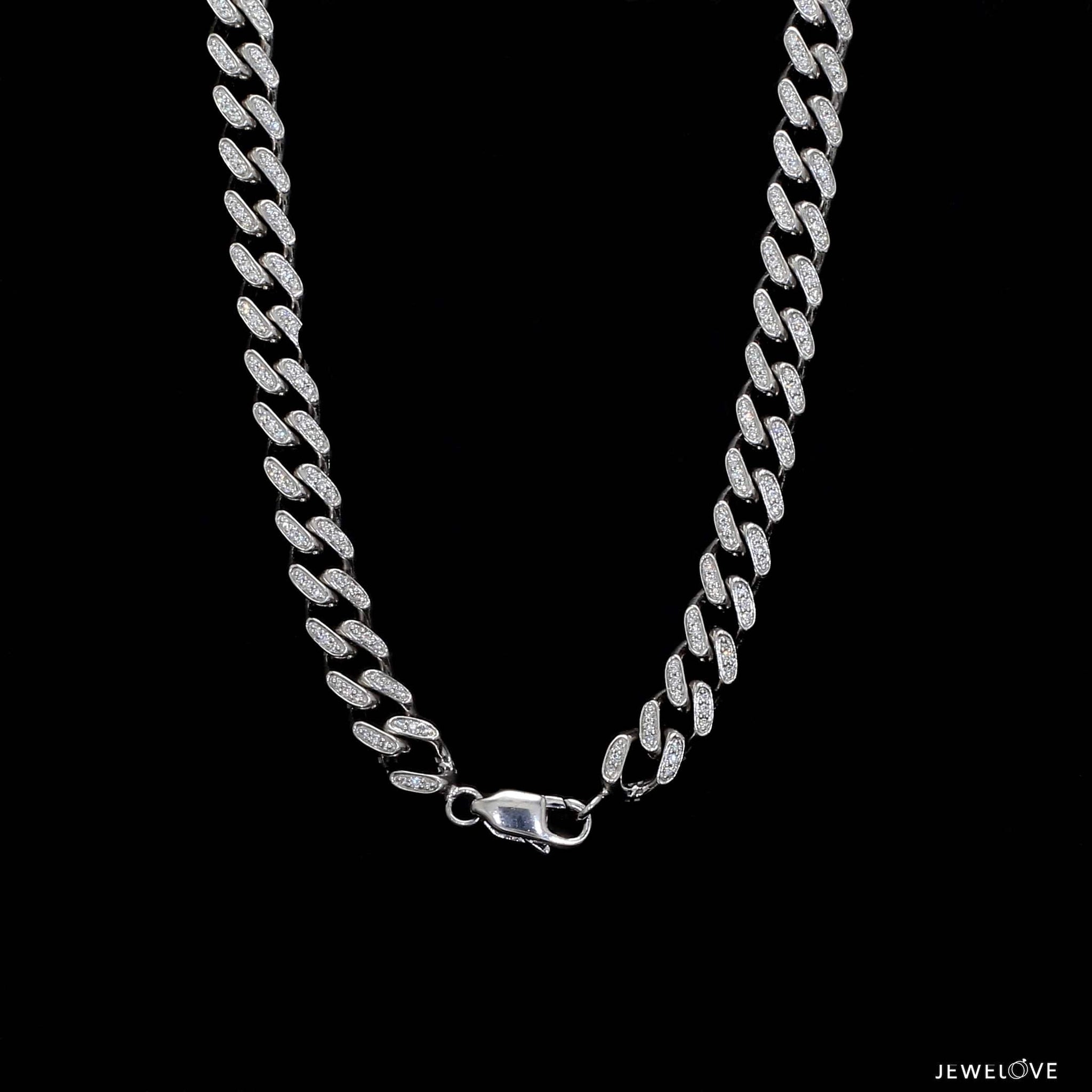 Jewelove™ Chains 7.5mm Platinum Diamond Cuban Chain for Men JL PT CH 1409