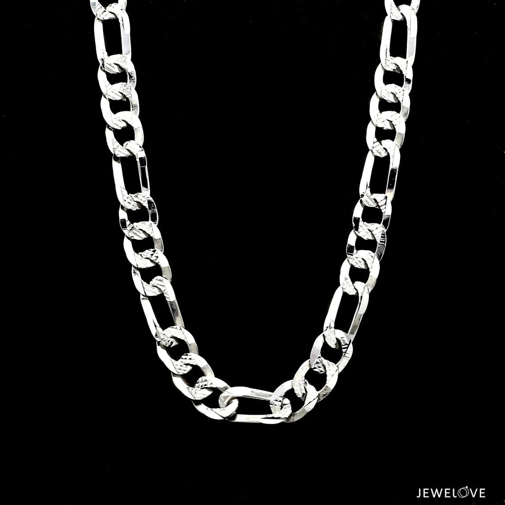 7.75mm Japanese Figaro Platinum Sachin Chain with Diamond Cutting for ...