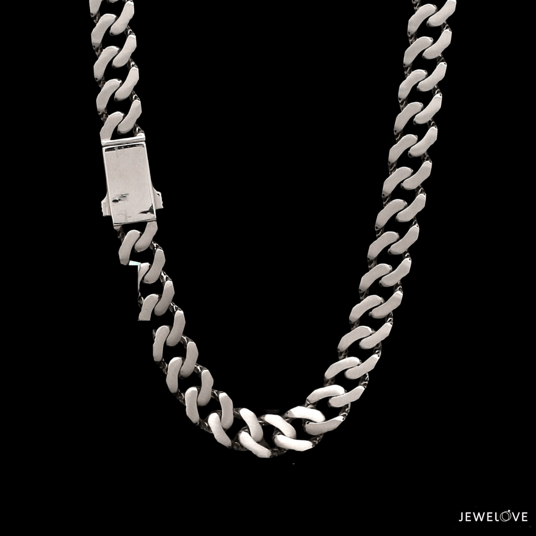 7.75mm Platinum Heavy Double Side Hi Polish Matte Finish Chain for M Jewelove
