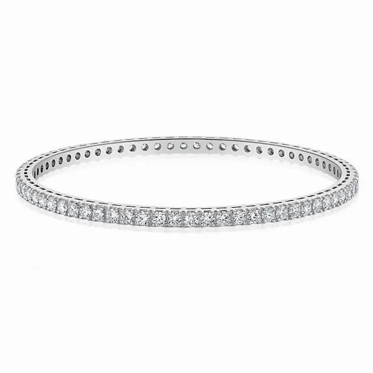 Jewelove™ Bangles & Bracelets Single / SI IJ 7 Pointer Single Line Diamond Bangle in Platinum JL PTB 616