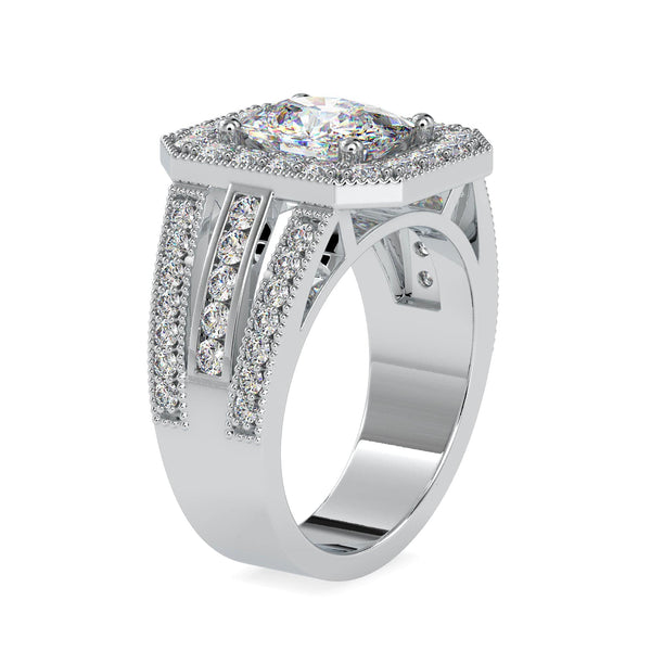 Jewelove™ Rings VS I / Women's Band only 70-Poiinter Oval Cut Solitaire Halo Diamond Spilt Shank Designer Platinum Ring JL PT 0091-B