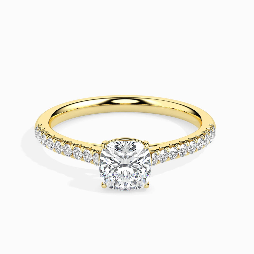 Jewelove™ Rings Women's Band only / VVS G 70-Pointer Cushion Cut Solitaire Diamond Shank 18K Yellow Gold Ring JL AU 19013Y-B