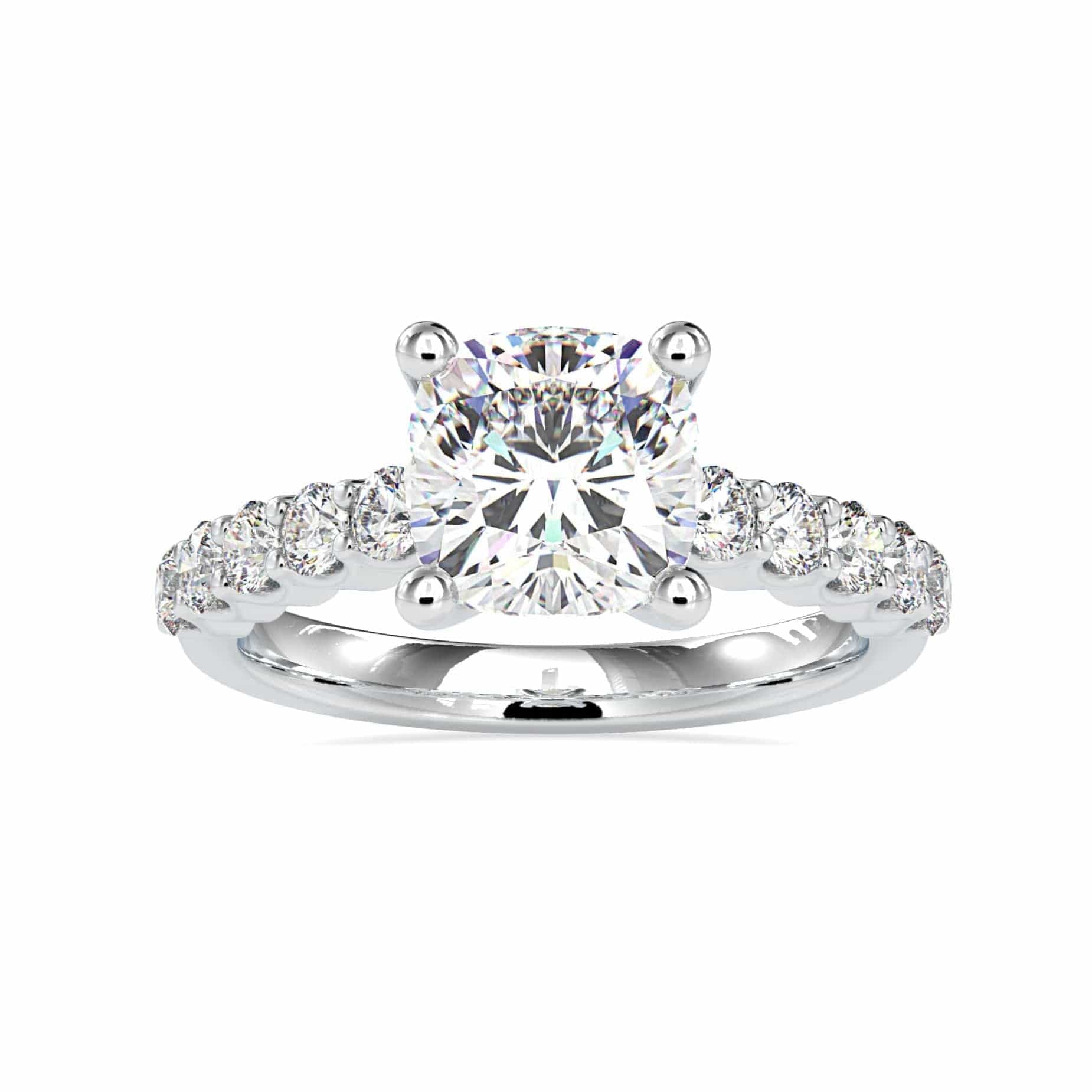 Jewelove™ Rings VVS GH / Women's Band only 70-Pointer Cushion Cut Solitaire Diamond Shank Platinum Ring JL PT 0111-B