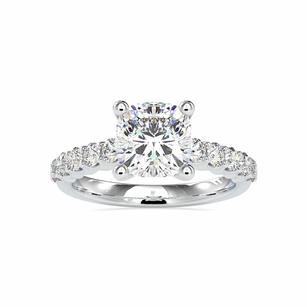 Jewelove™ Rings VVS GH / Women's Band only 70-Pointer Cushion Cut Solitaire Diamond Shank Platinum Ring JL PT 0111-B