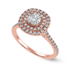 Jewelove™ Rings Women's Band only / VVS GH 70-Pointer Cushion Cut Solitaire Double Halo Diamond Shank 18K Rose Gold Ring JL AU 1295R-B