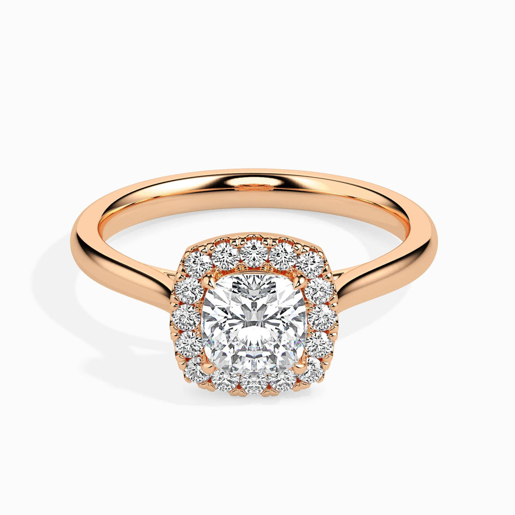 Jewelove™ Rings Women's Band only / VVS GH 70-Pointer Cushion Cut Solitaire Halo Diamond 18K Rose Gold Ring JL AU 19023R-B
