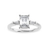 Jewelove™ Rings E VVS / Women's Band only 70-Pointer Emerald Cut Solitaire Baguette Diamond Accents Platinum Ring JL PT 1124-B